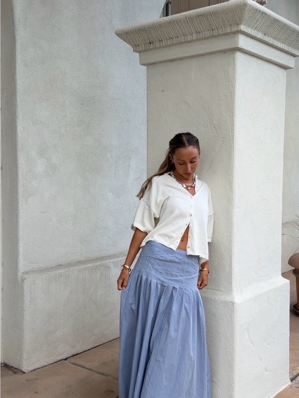 White short sleeve cardigan top